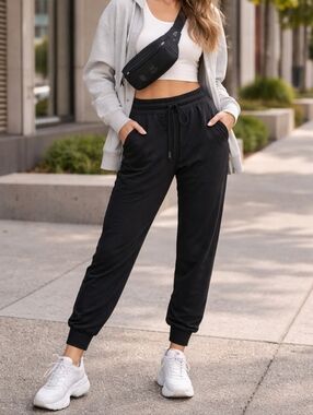 Lululemon Athletica Black Jogger Sweatpants High-Rise Drawstring Athletic Lounge